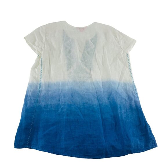 Lilly Pulitzer XS White & Blue Linen Dress With Embroidered Neckline - Picture 4 of 5